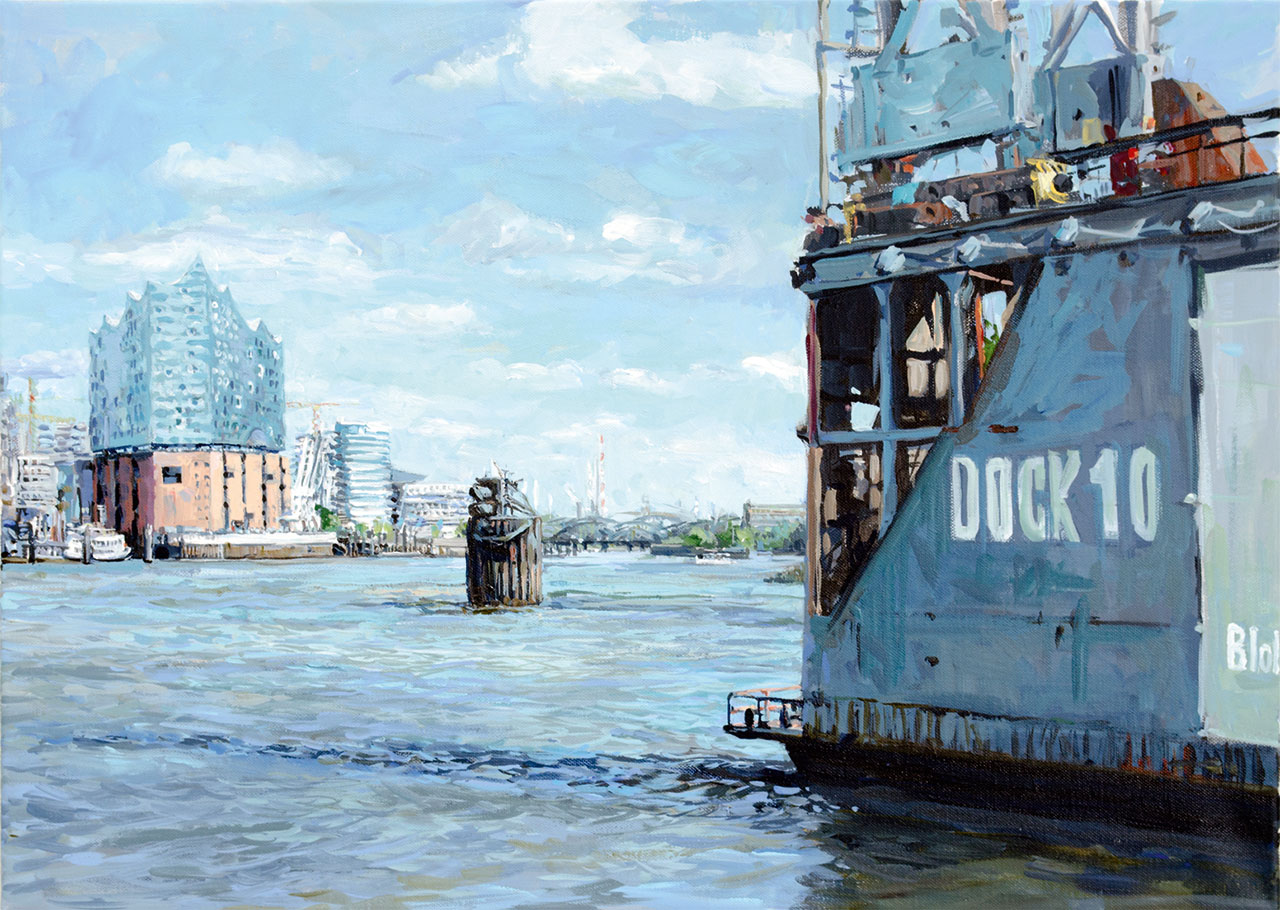 Dock 10, 50 × 70 cm, Acryl auf Leinwand, 2020 ..... VERKAUFT