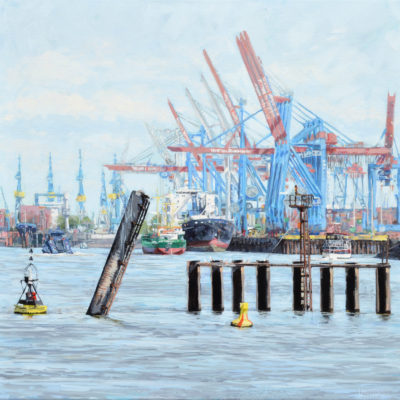Hafentag, 60 × 60 cm, Acryl auf Leinwand, 2022